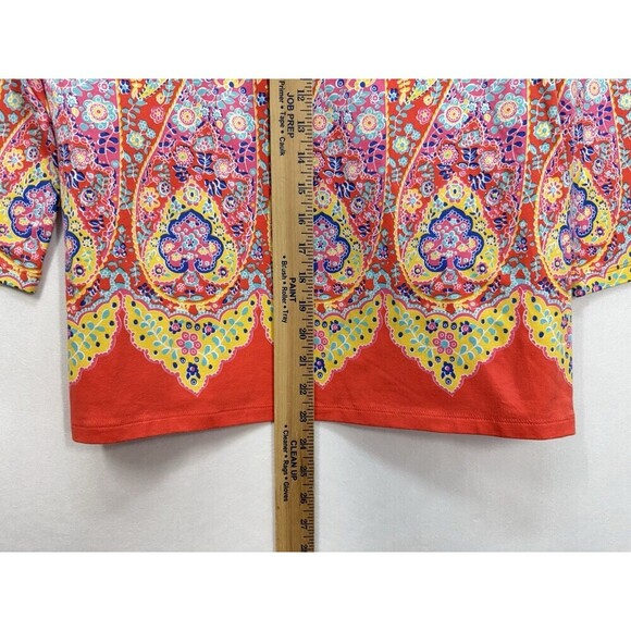 Talbots ‘The Talbots Tee’ Shirt Womens Medium Pink Orange 3/4 Sleeve Bateau Neck - Picture 6 of 9